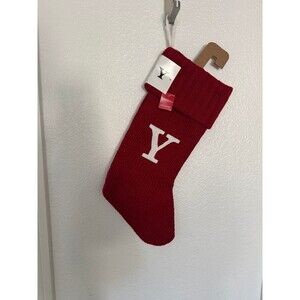 New Wondershop Initial Monogram Knit 19" Christmas Stocking Red Letters